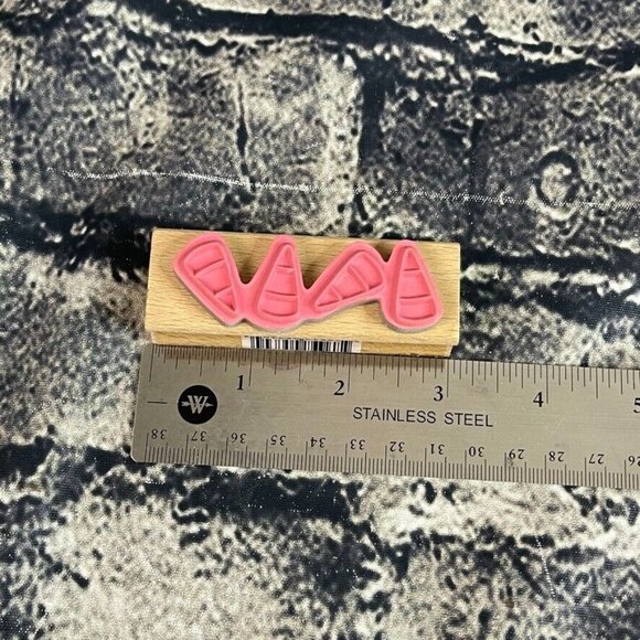 Katie & Co. Studio G CANDYCORN Rubber Ink Stamp Wood Hampton Art  Handle - Picture 6 of 6